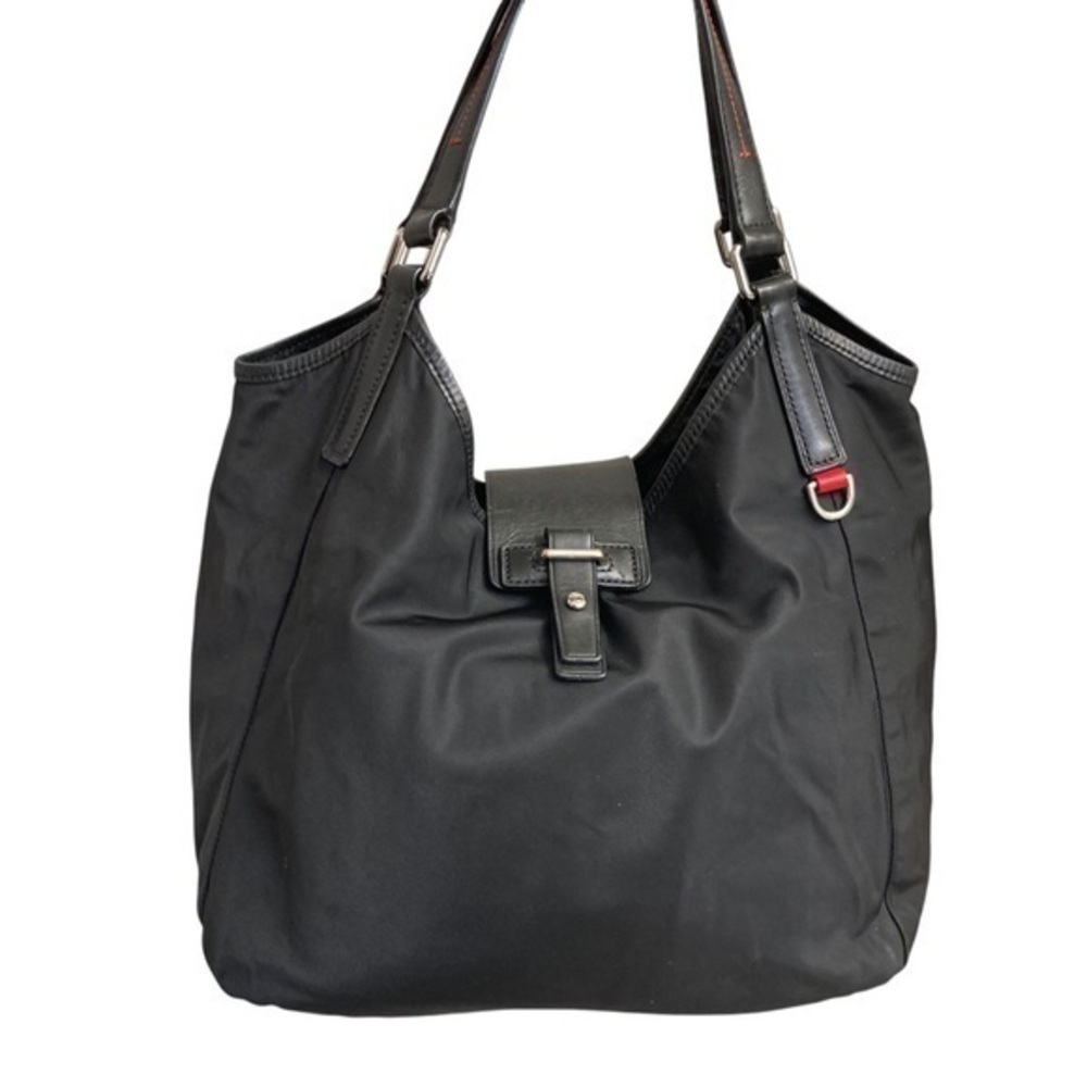 Tumi black nylon and leather trim tote bag